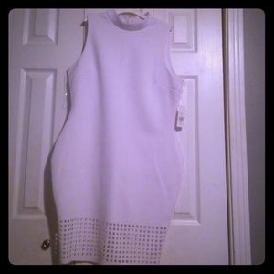 Mock neck dress w/lattice bottom